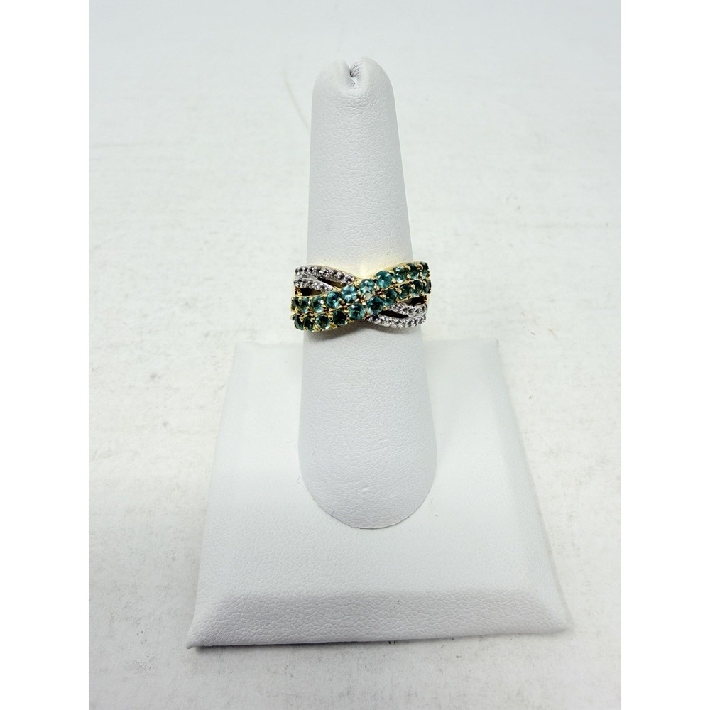 Shop LC Indian Ocean Apatite/White Topaz 14K YG/Sterling Silver Size 7 Ring 5088